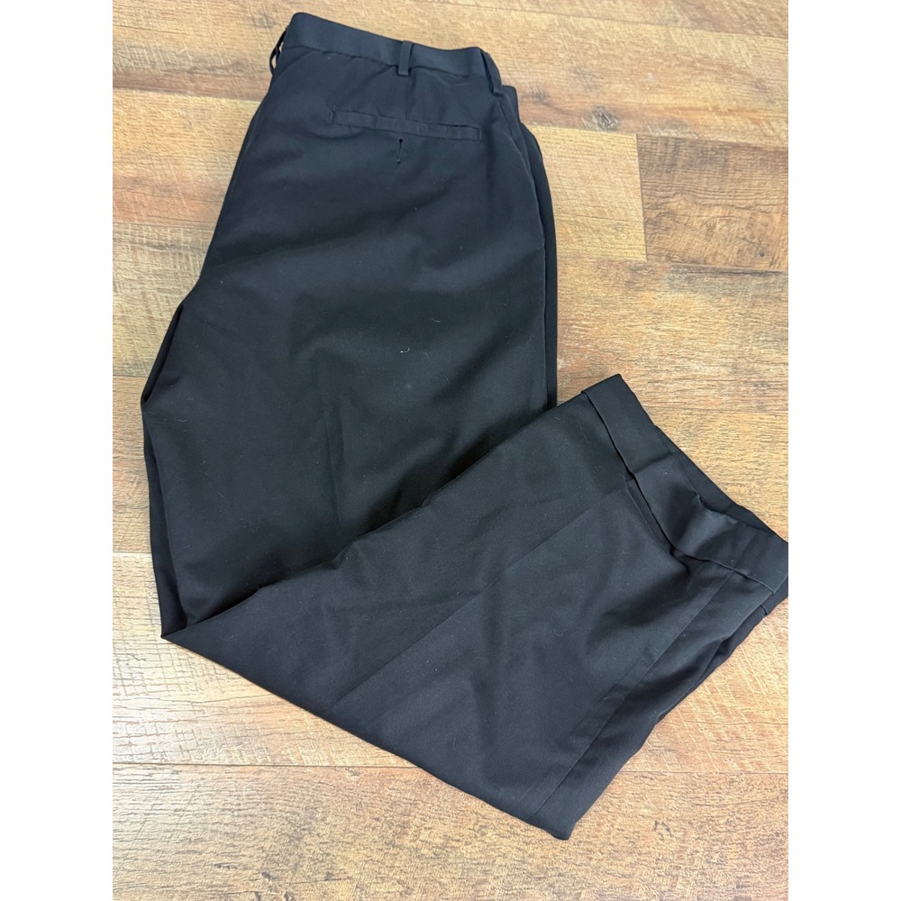 Croft & Barrow Mens Black Flat Front Cuffed Dress Pants Trousers 40x27